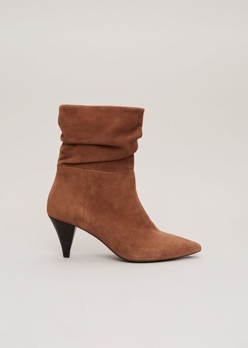 Phase Eight Brown Suede Cone Western Heels Brown Australia | NB4816209